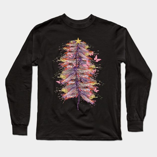 Dragonfly Christmas Tree, Merry Xmas Gift, Christmas insect Lover Long Sleeve T-Shirt by kirayuwi